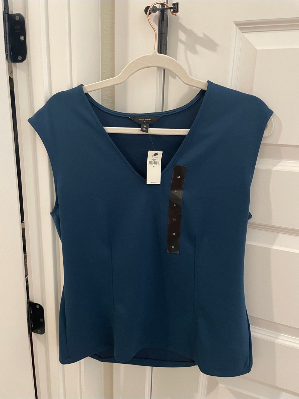 Banana Republic Teal V-Neck Cap-Sleeve Tank